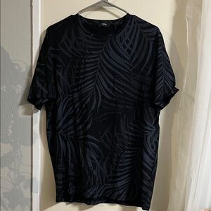 Theory Black Leaf Pattern Men's Tee